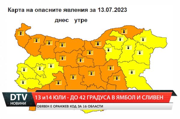 13  и 14 юли –  до 42 градуса в Ямбол и Сливен