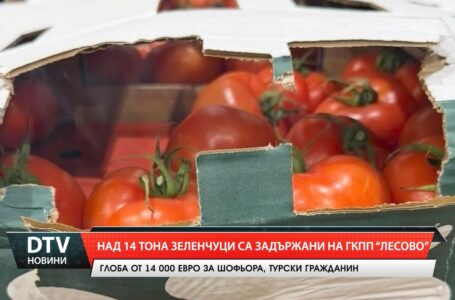 Над 14 тона зеленчуци са задържани на ГКПП „Лесово”
